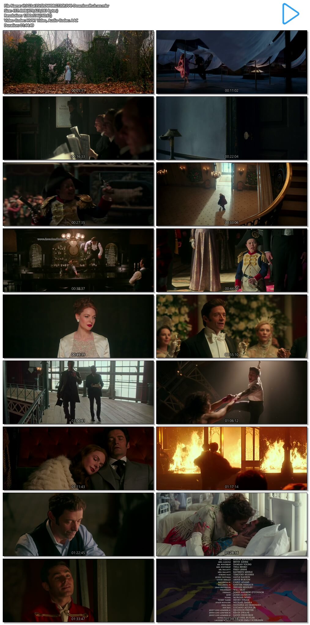 The Greatest Showman 2017 Hindi Dual Audio 720p HEVC BluRay Free Download