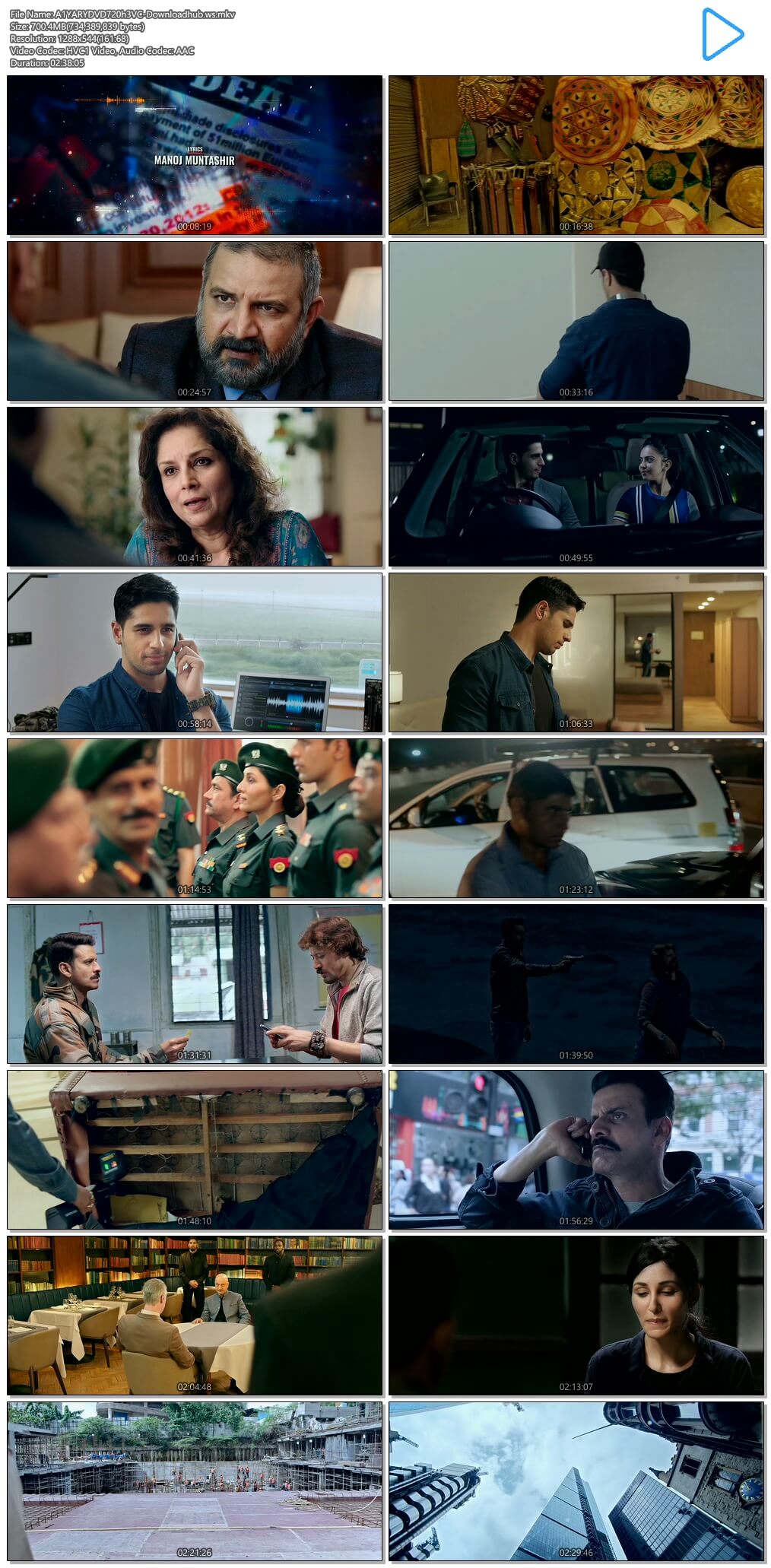 Aiyaary 2018 Hindi 720p HEVC DVDRip ESubs