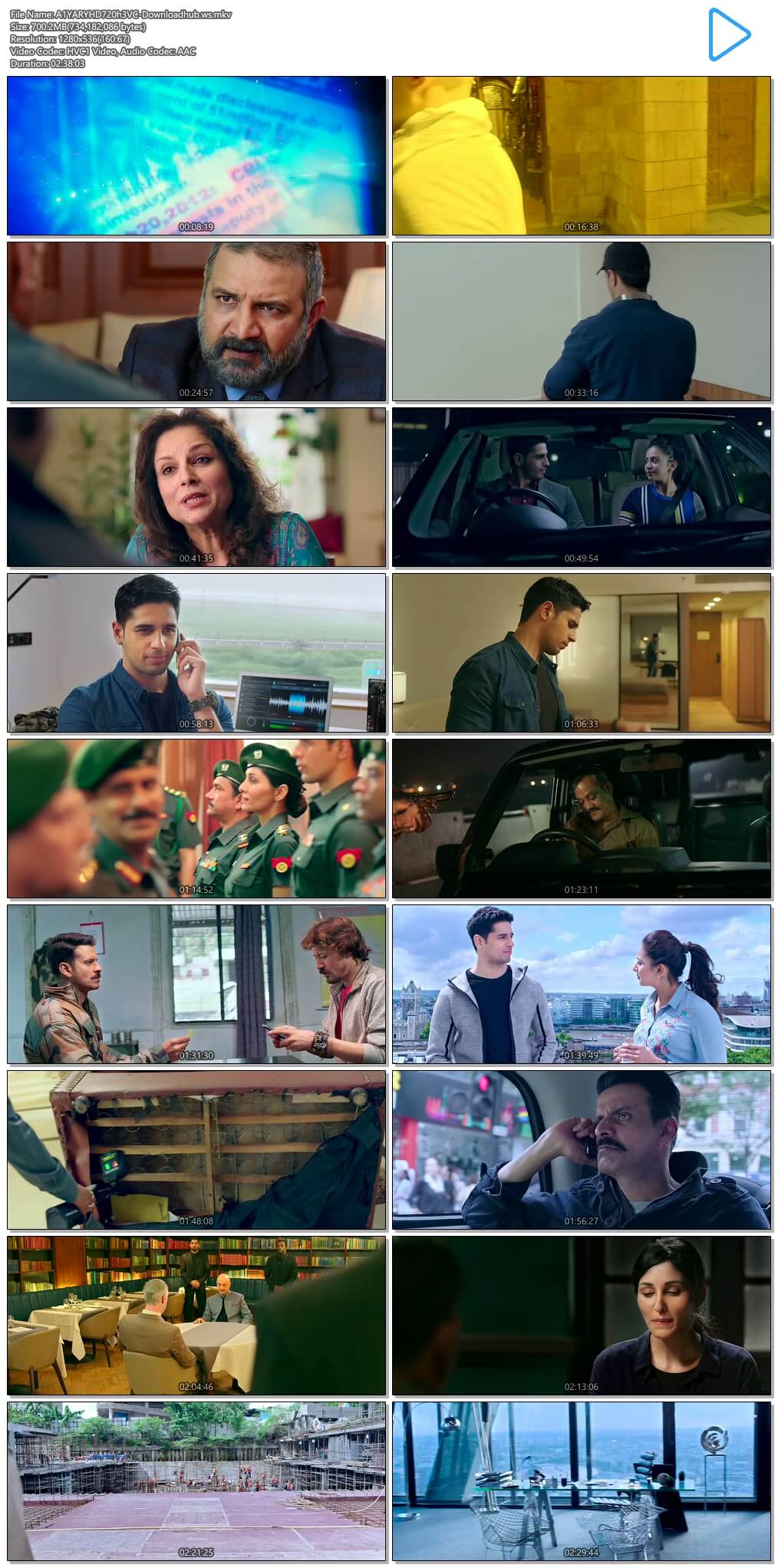 Aiyaary 2018 Hindi 720p HEVC HDRip ESubs