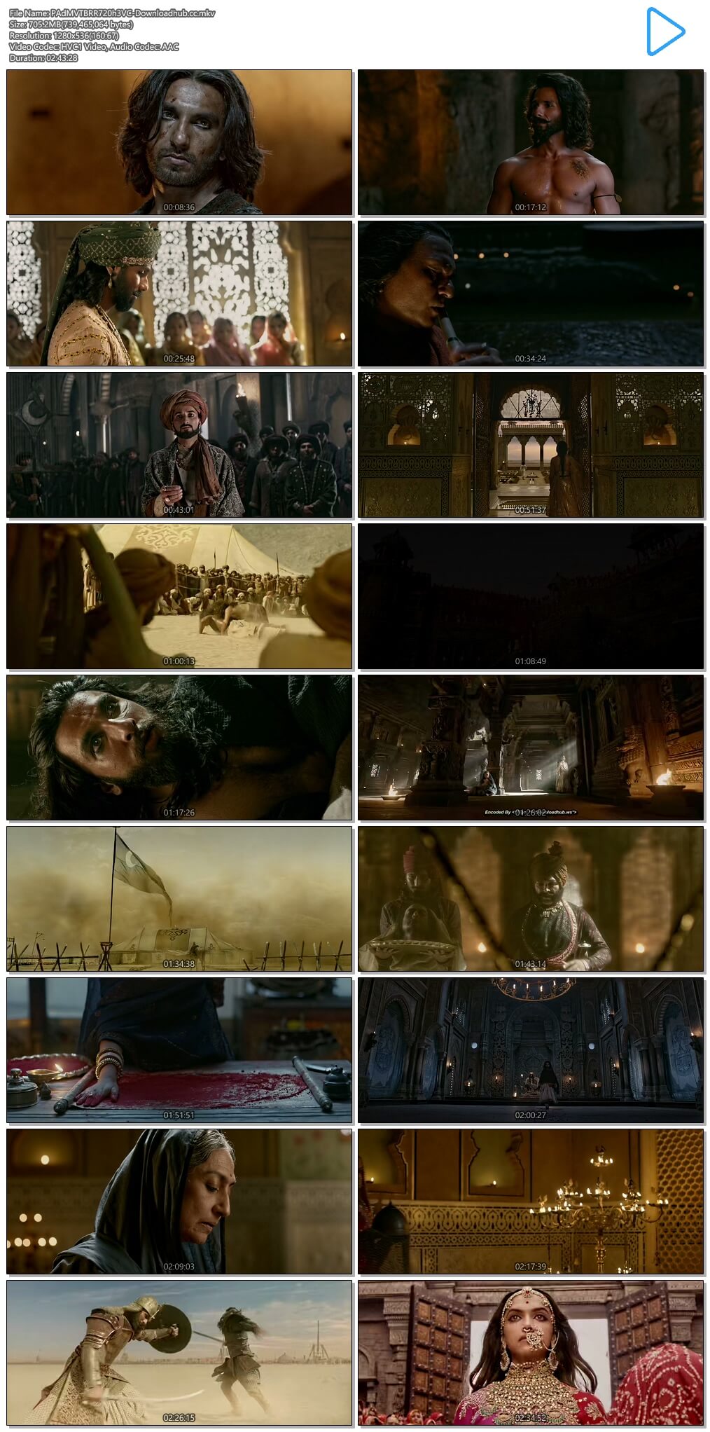 Padmaavat 2018 Hindi 720p HEVC BluRay ESubs