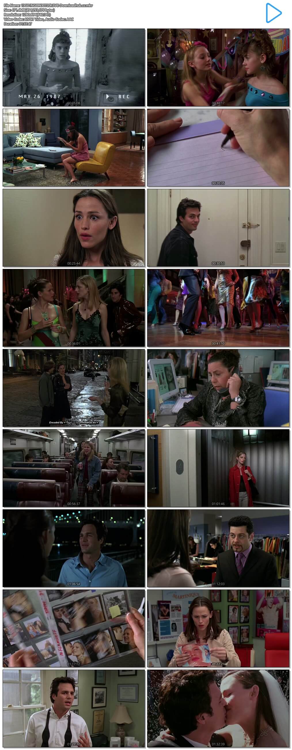 13 Going on 30 2004 Hindi Dual Audio 450MB BluRay 720p ESubs HEVC