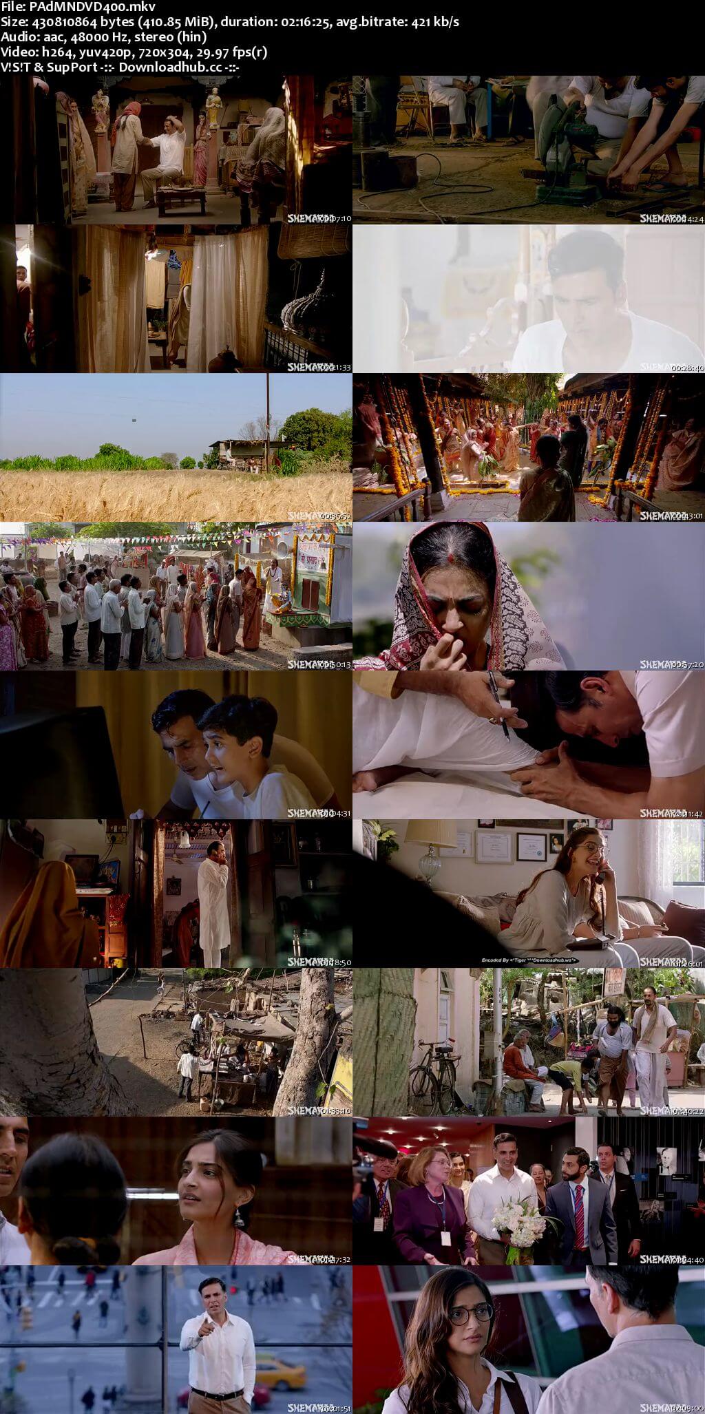 Padman 2018 Hindi 400MB DVDRip 480p ESubs