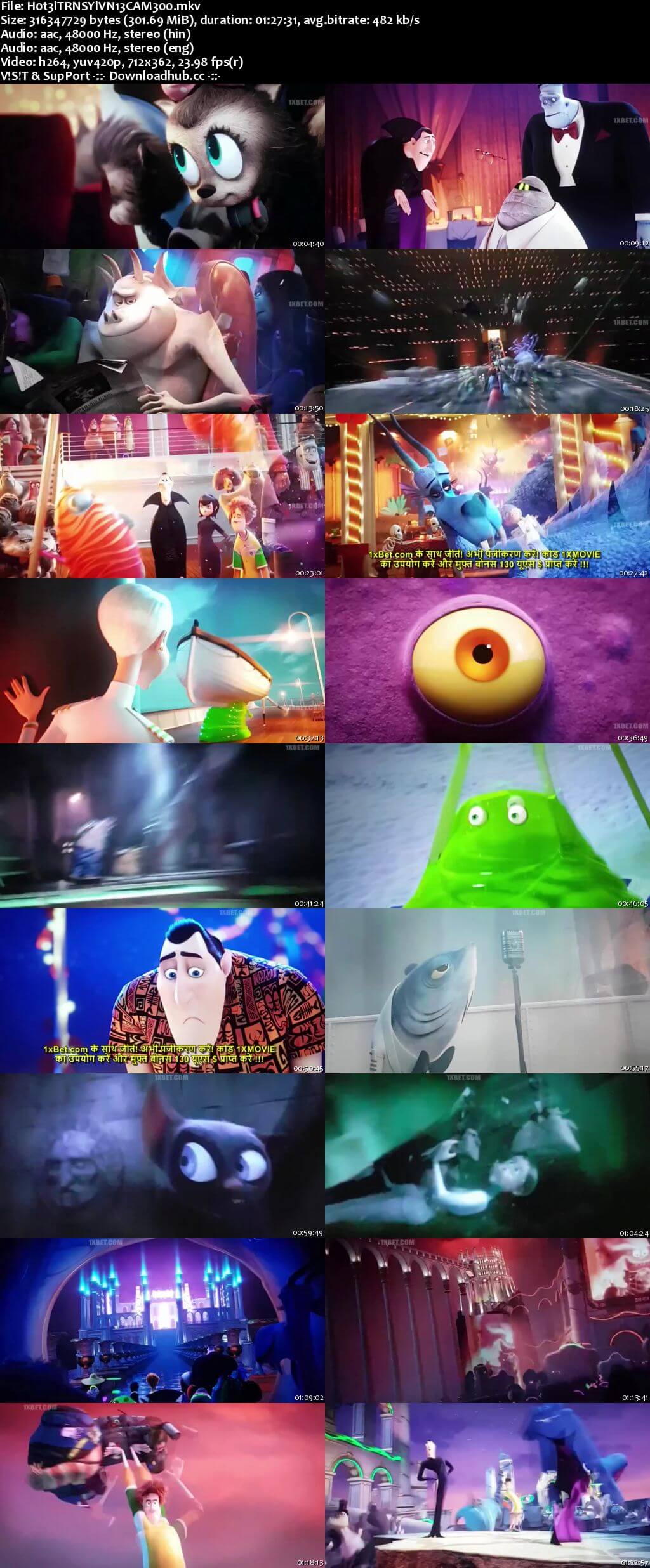 Hotel Transylvania 3 Summer Vacation 2018 Hindi Dual Audio 300MB HDCAM 480p