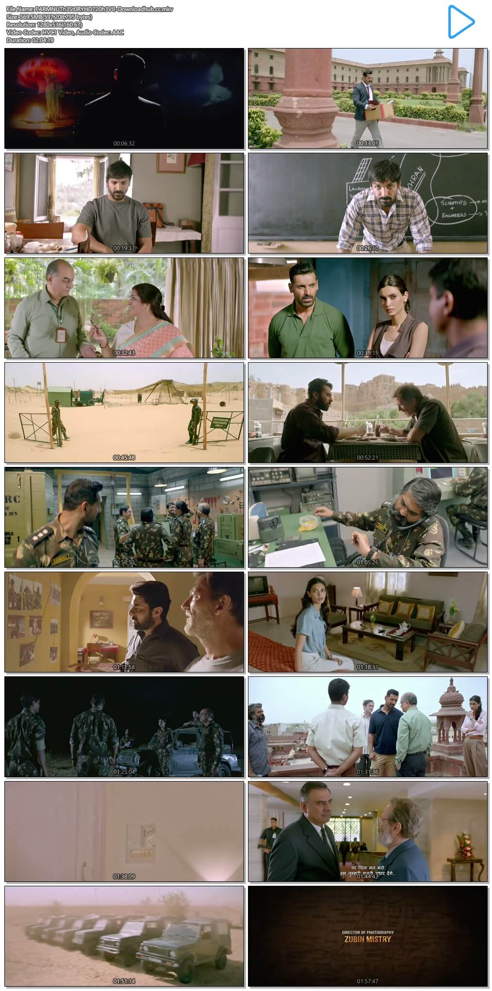 Parmanu The Story of Pokhran 2018 Hindi 550MB HDRip 720p HEVC