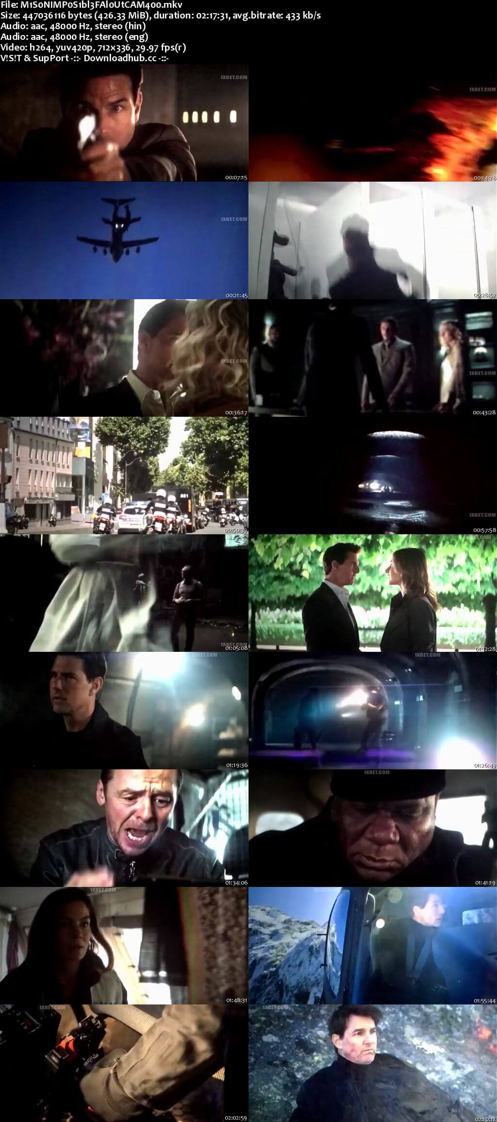 Mission Impossible - Fallout 2018 Hindi Dual Audio 400MB HDCAM 480p