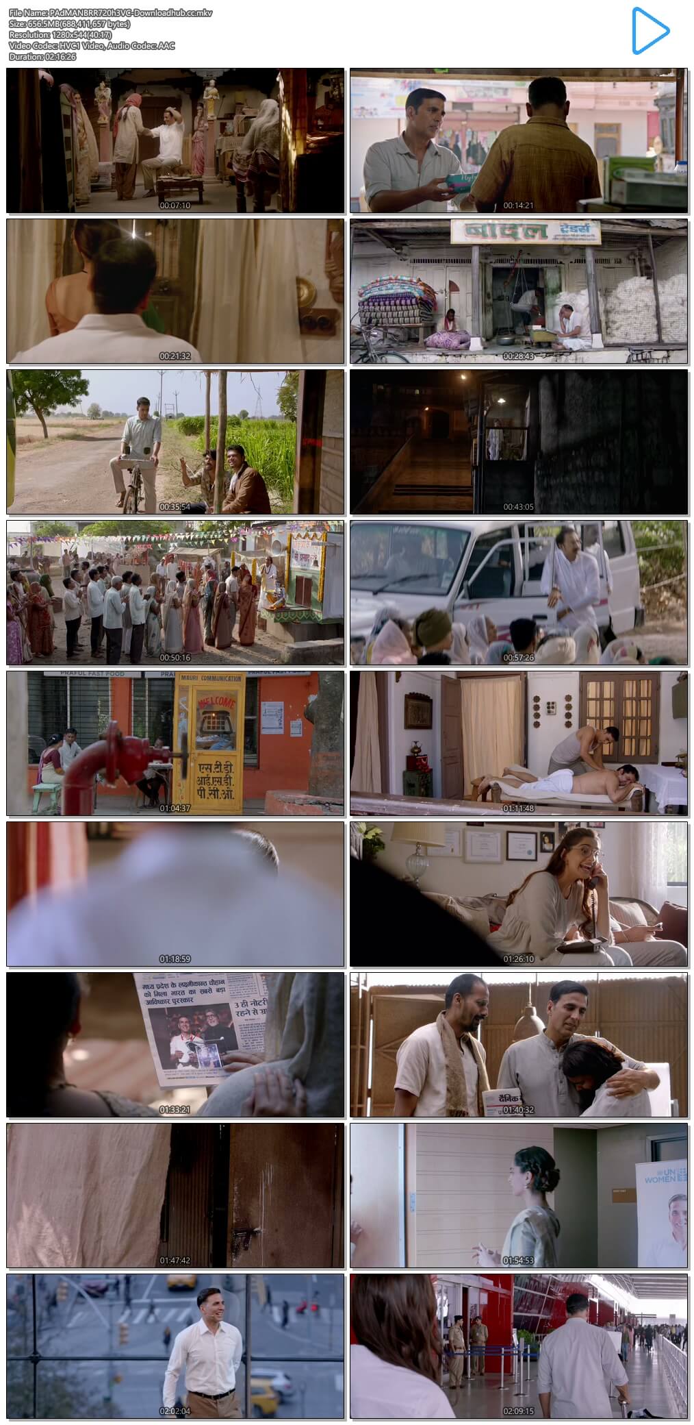 Padman 2018 Hindi 650MB BluRay 720p ESubs HEVC