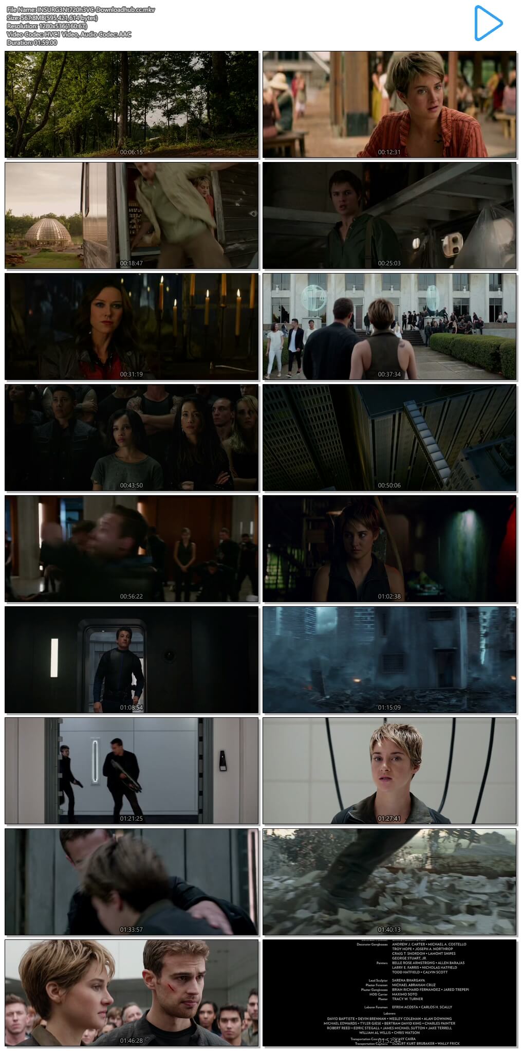 Insurgent 2015 Hindi Dual Audio 550MB BluRay 720p ESubs HEVC