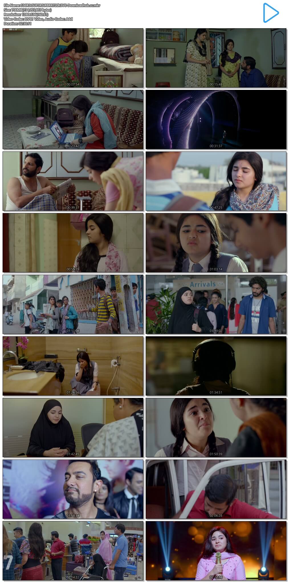 Secret Superstar 2017 Hindi 700MB BluRay 720p ESubs HEVC