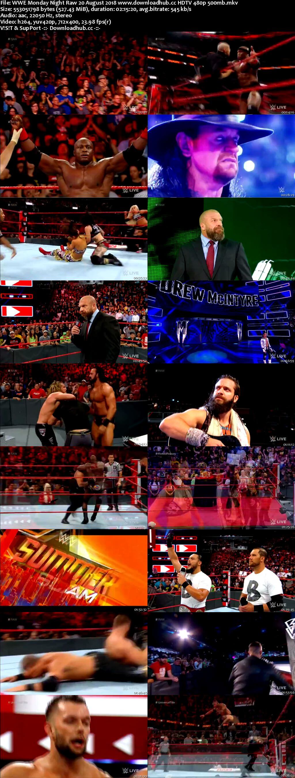 WWE Monday Night Raw 20 August 2018 480p HDTV Download