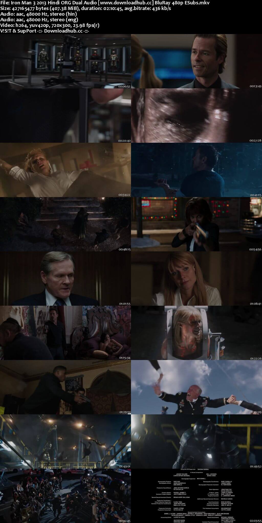 Iron Man 3 2013 Hindi ORG Dual Audio 400MB BluRay 480p ESubs