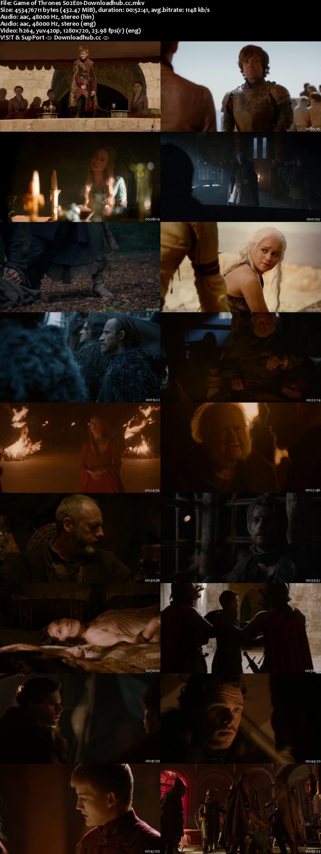 Game of Thrones S02 Complete Hindi Dual Audio 720p BRRip ESubs