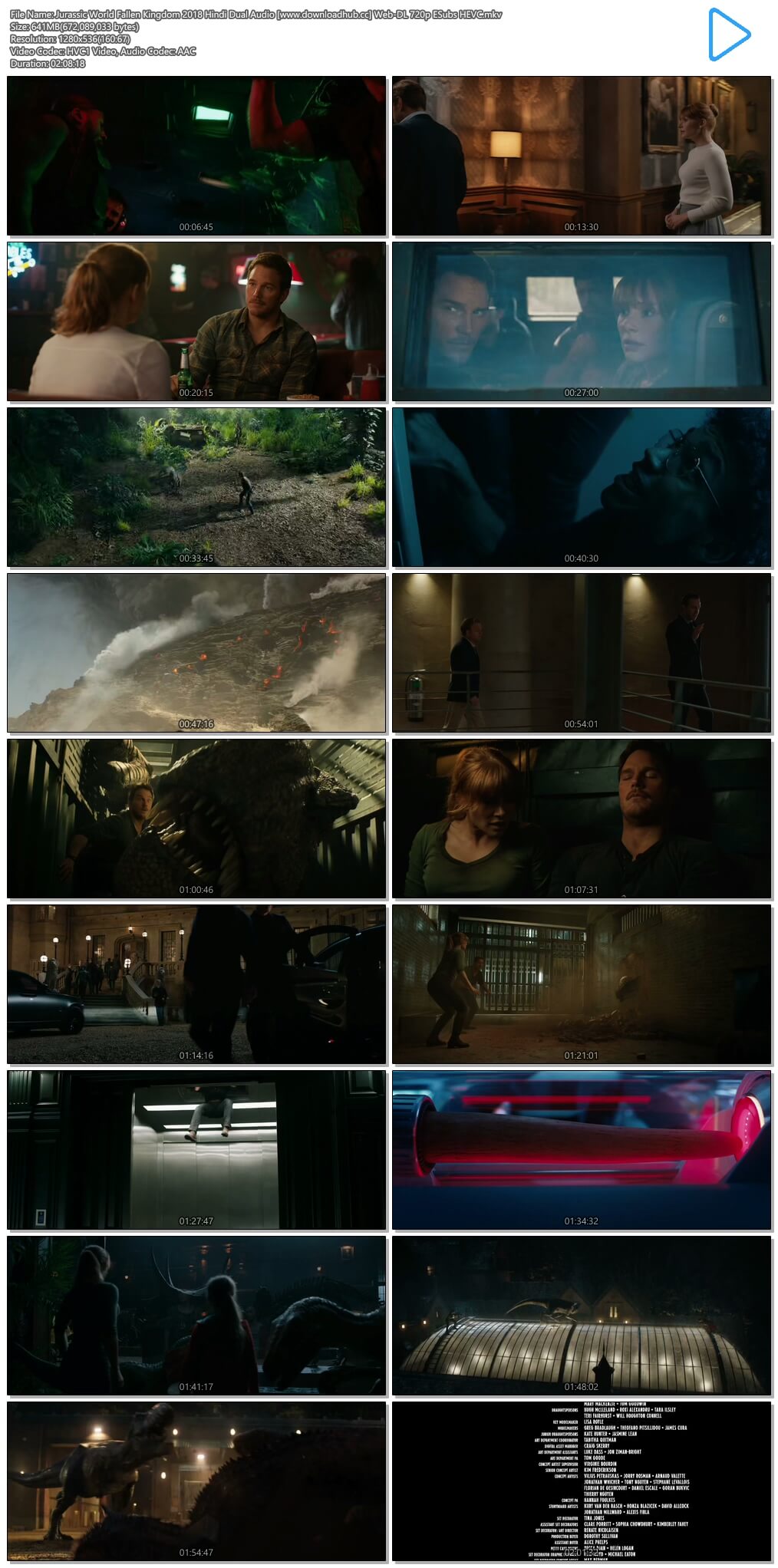 Jurassic World Fallen Kingdom 2018 Hindi Dual Audio 650MB Web-DL 720p ESubs HEVC