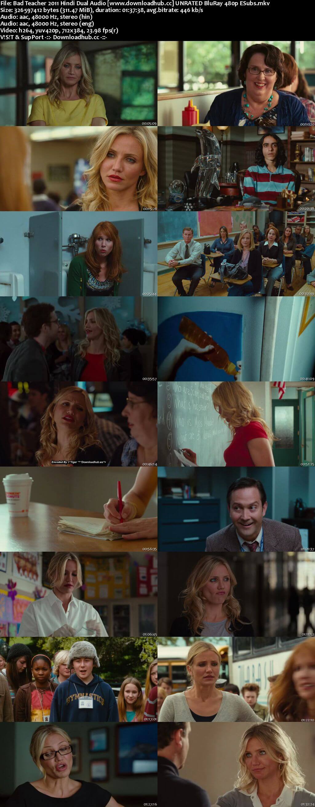 Bad Teacher 2011 Hindi Dual Audio 300MB UNRATED BluRay 480p ESubs Bad Teacher 2011 Hindi Dual Audio 300MB UNRATED BluRay 480p ESubs