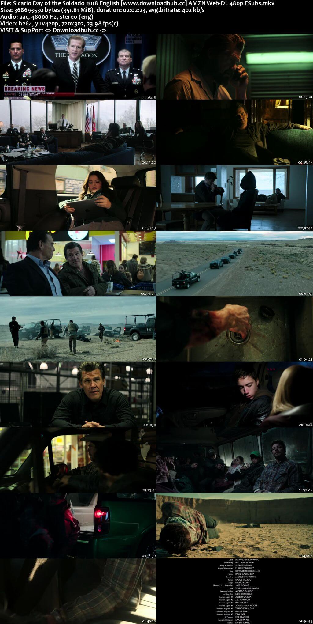 Sicario Day of the Soldado 2018 English 350MB AMZN Web-DL 480p ESubs