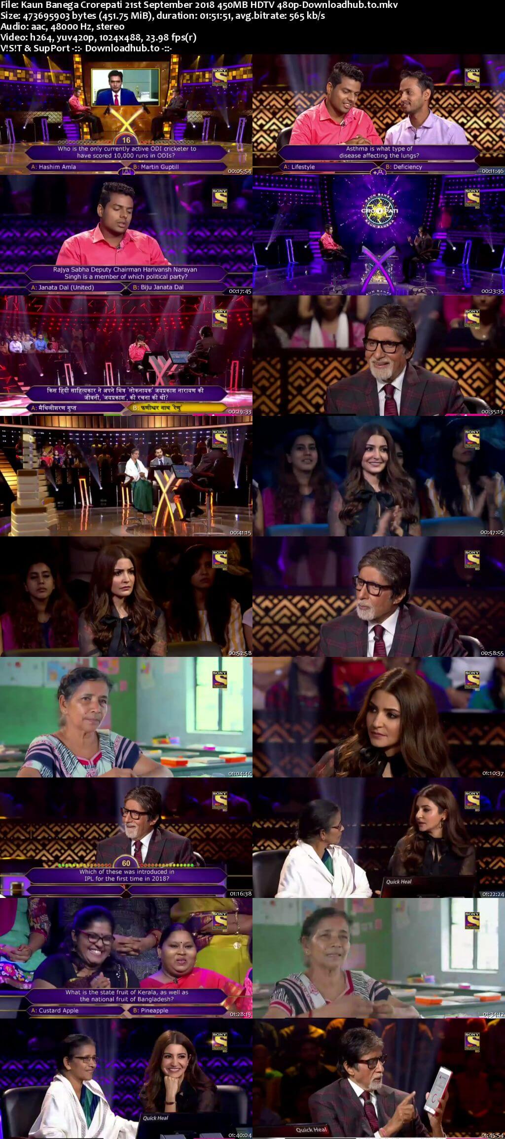 Kaun Banega Crorepati 21st September 2018 450MB HDTV 480p Kaun Banega Crorepati 21st September 2018 450MB HDTV 480p