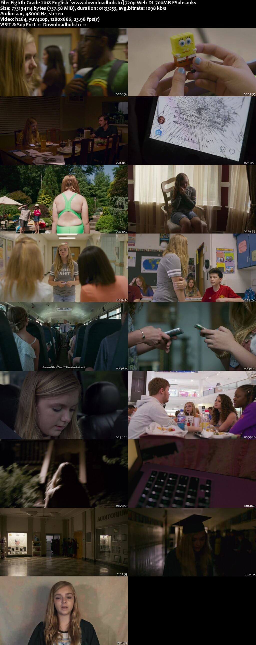 Eighth Grade 2018 English 720p Web-DL 700MB ESubs