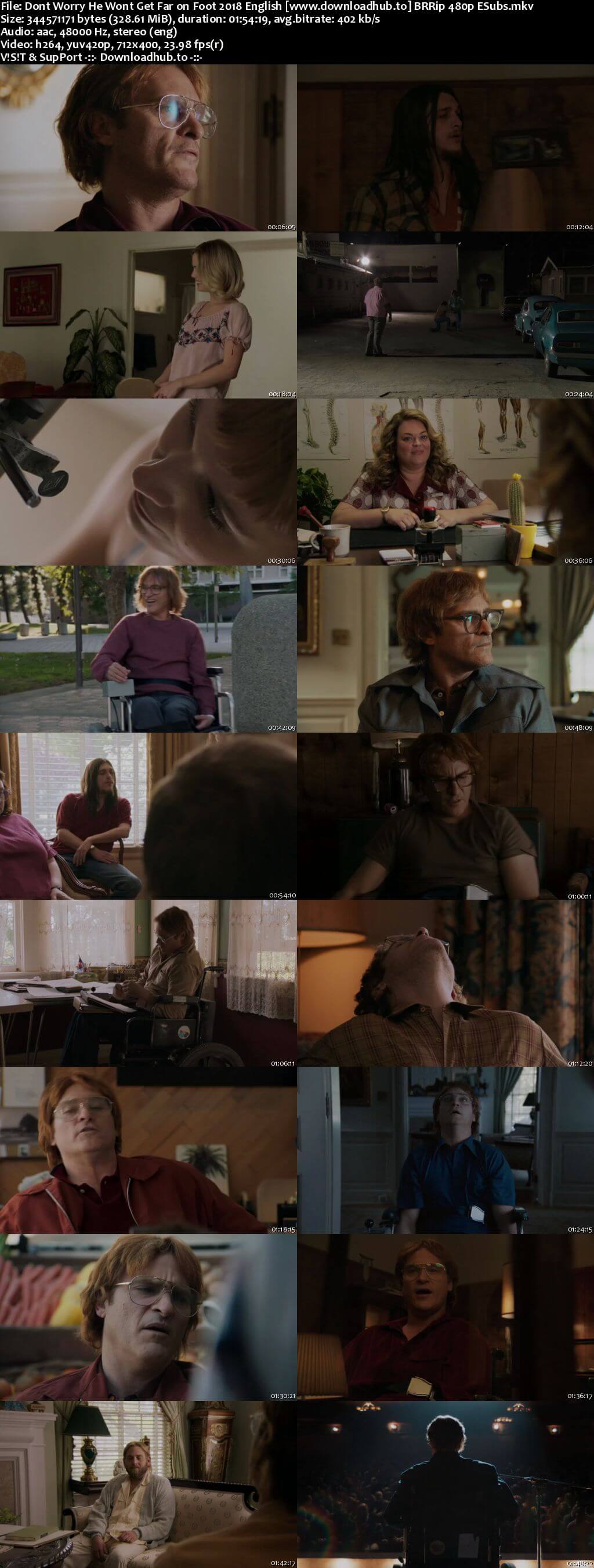 Dont Worry He Wont Get Far on Foot 2018 English 300MB BRRip 480p ESubs