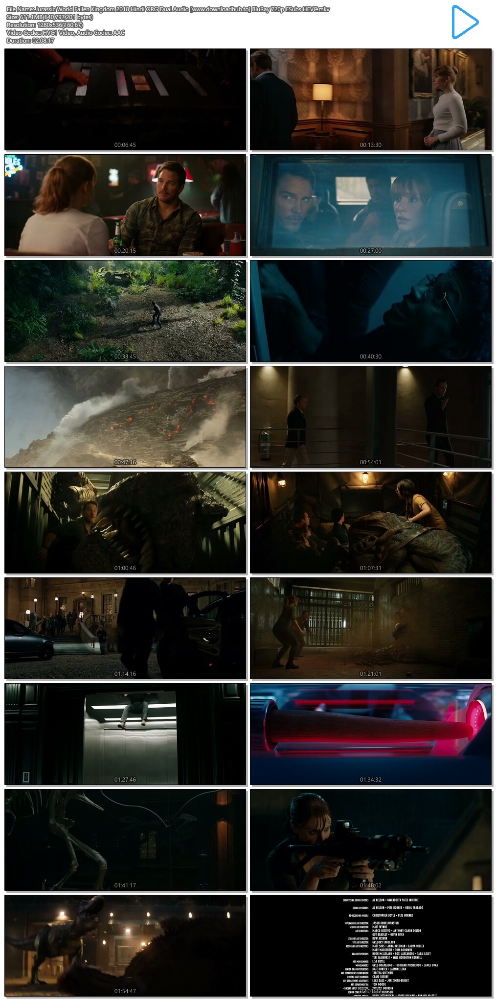 Jurassic World Fallen Kingdom 2018 Hindi ORG Dual Audio 600MB BluRay 720p ESubs HEVC