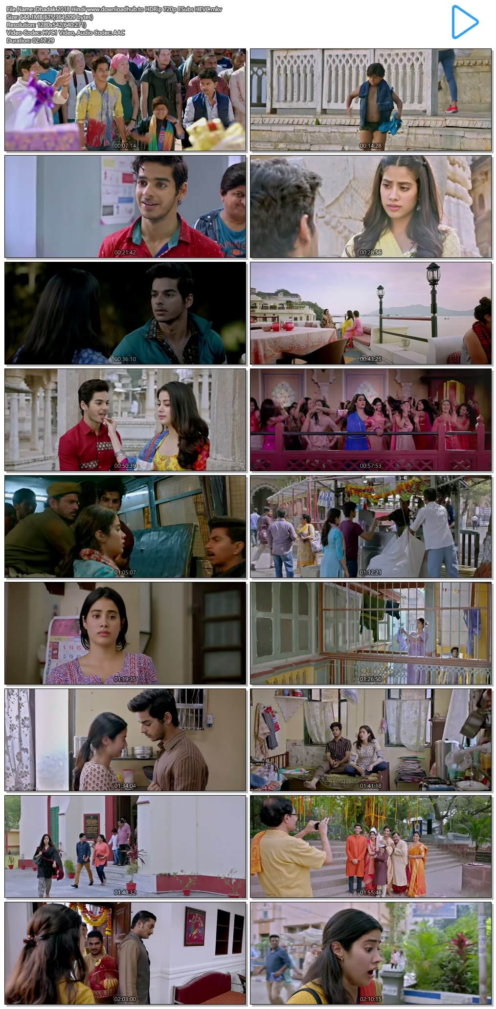 Dhadak 2018 Hindi 650MB HDRip 720p ESubs HEVC