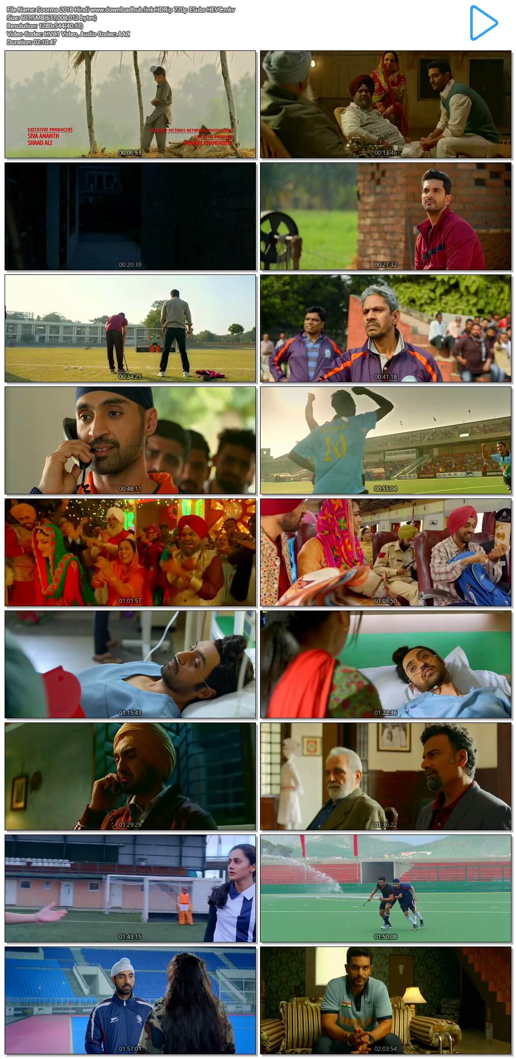 Soorma 2018 Hindi 600MB HDRip 720p ESubs HEVC