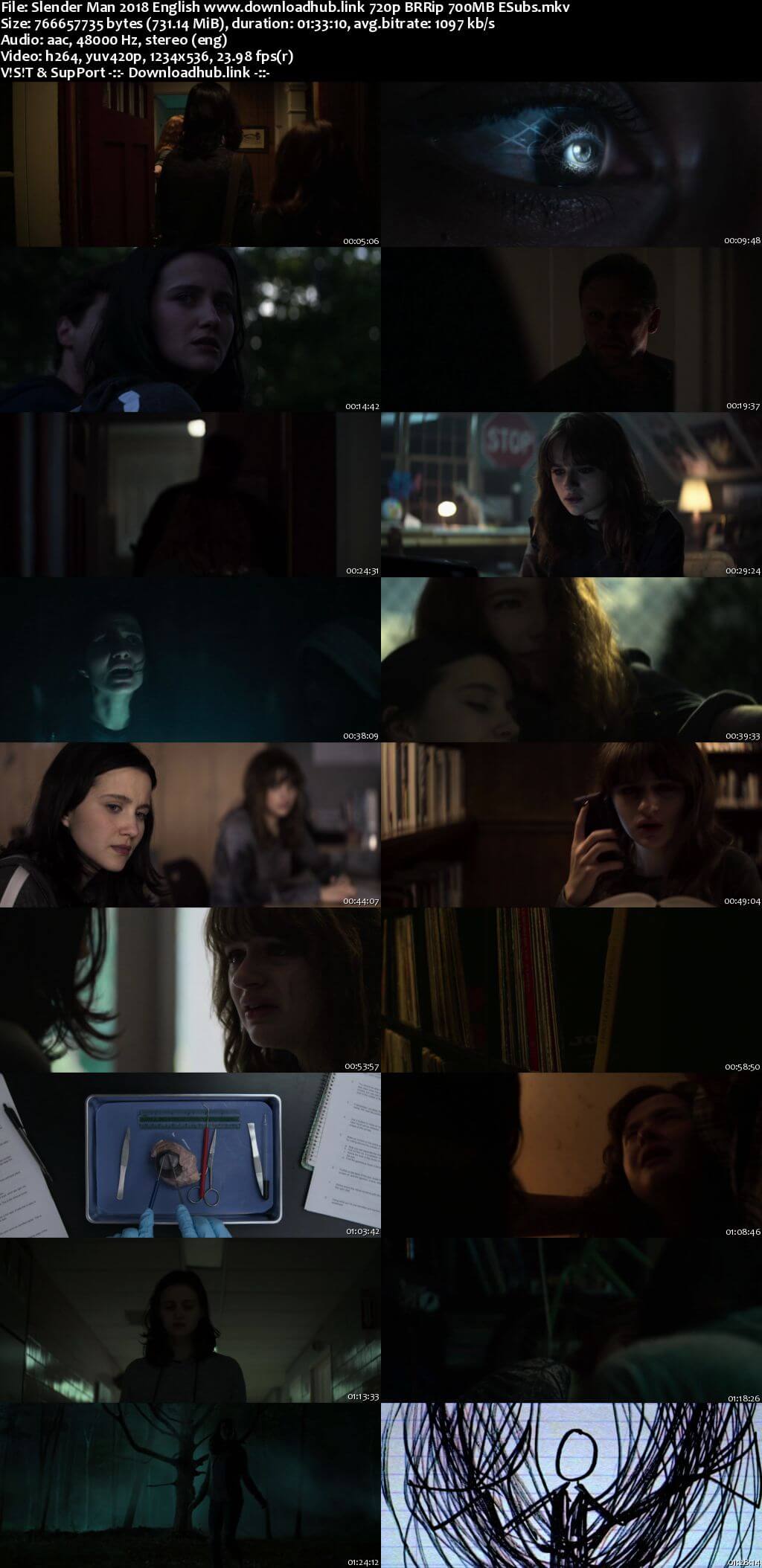 Slender Man 2018 English 720p BRRip 700MB ESubs