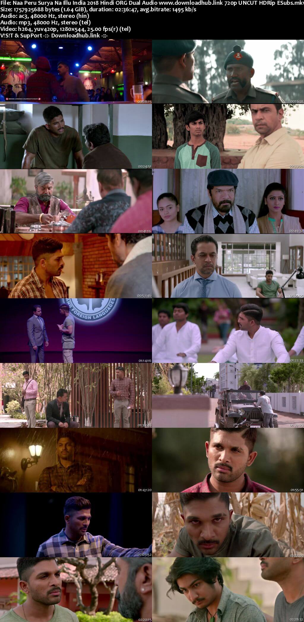 Naa Peru Surya Na Illu India 2018 Hindi ORG Dual Audio 720p UNCUT HDRip ESubs