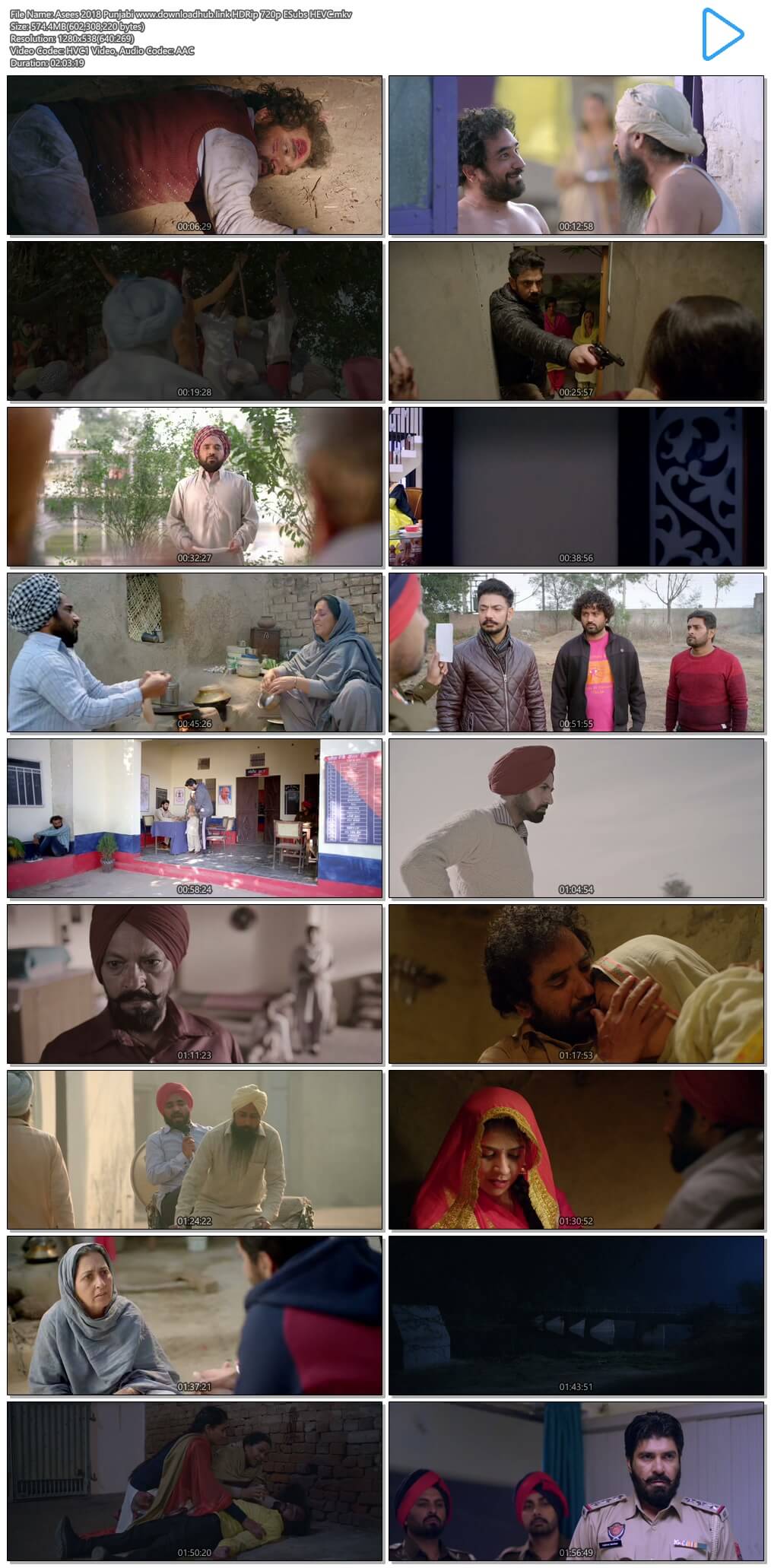 Asees 2018 Punjabi 550MB HDRip 720p ESubs HEVC