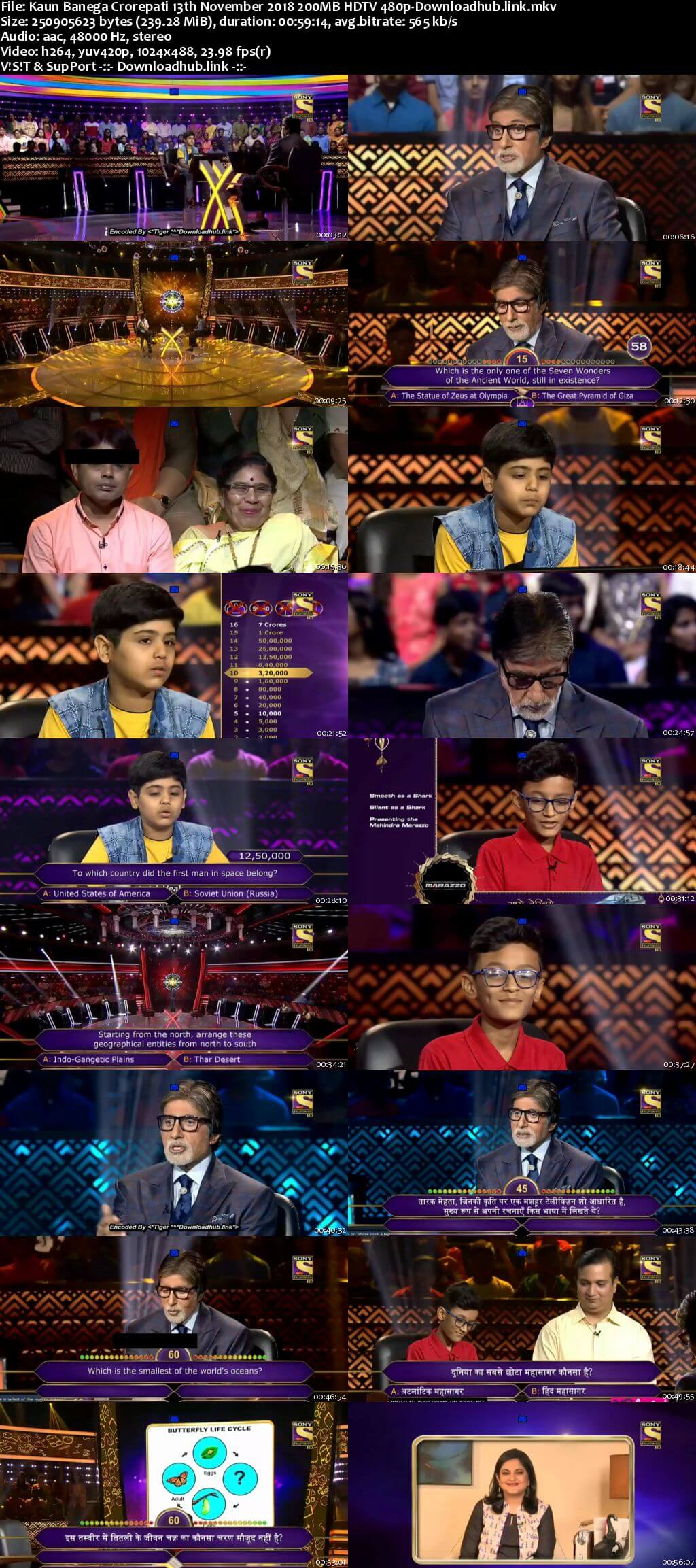 Kaun Banega Crorepati 13th November 2018 200MB HDTV 480p