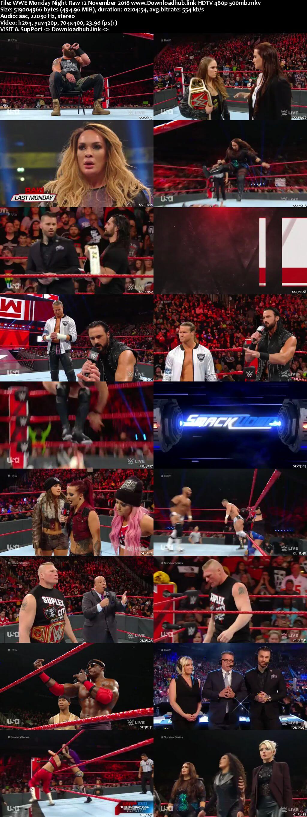 WWE Monday Night Raw 12th November 2018 500MB HDTVRip 480p