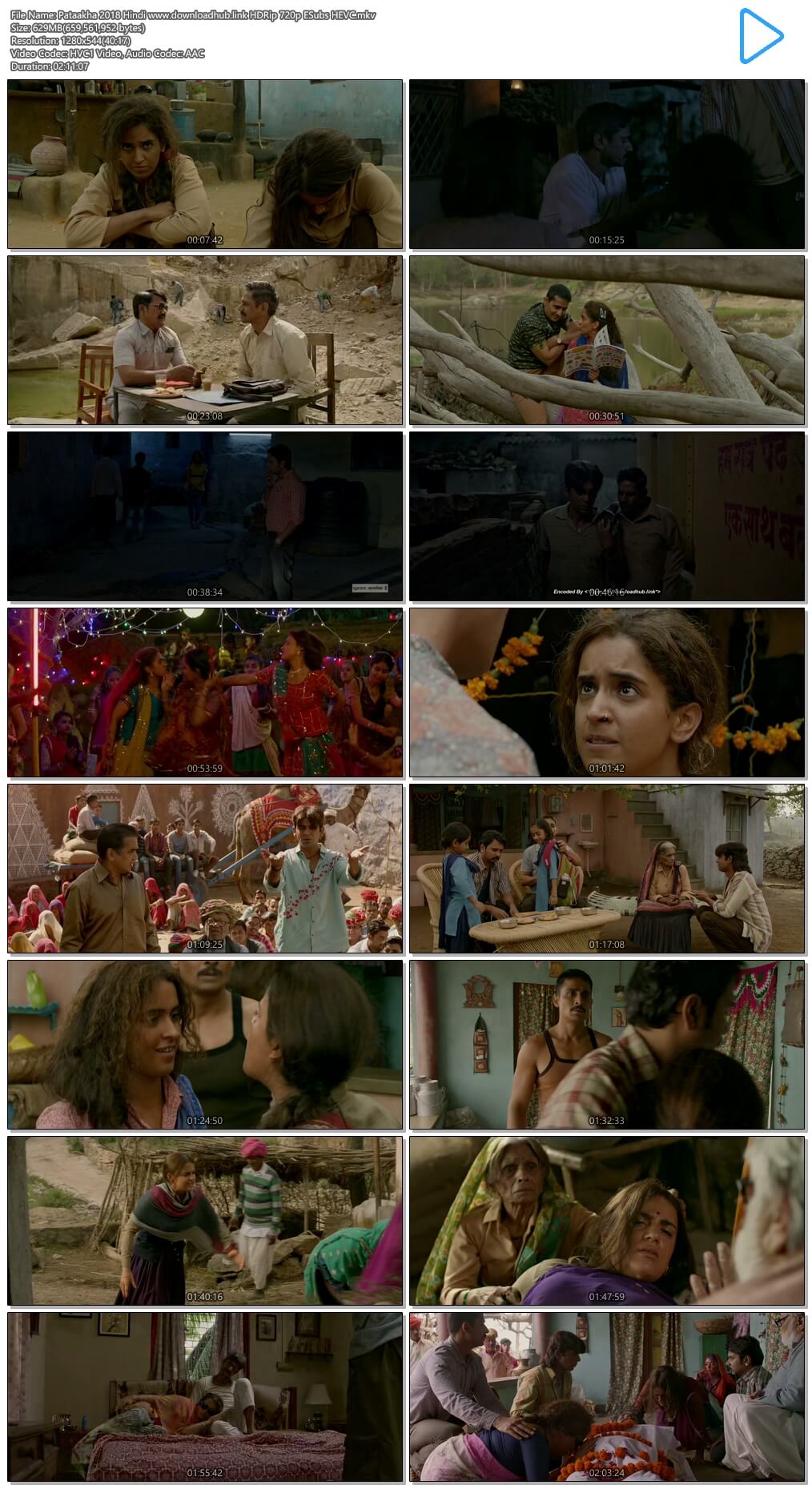 Pataakha 2018 Hindi 600MB HDRip 720p ESubs HEVC