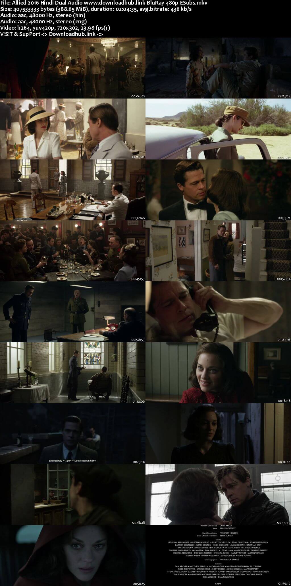 Allied 2016 Hindi Dual Audio 350MB BluRay 480p ESubs