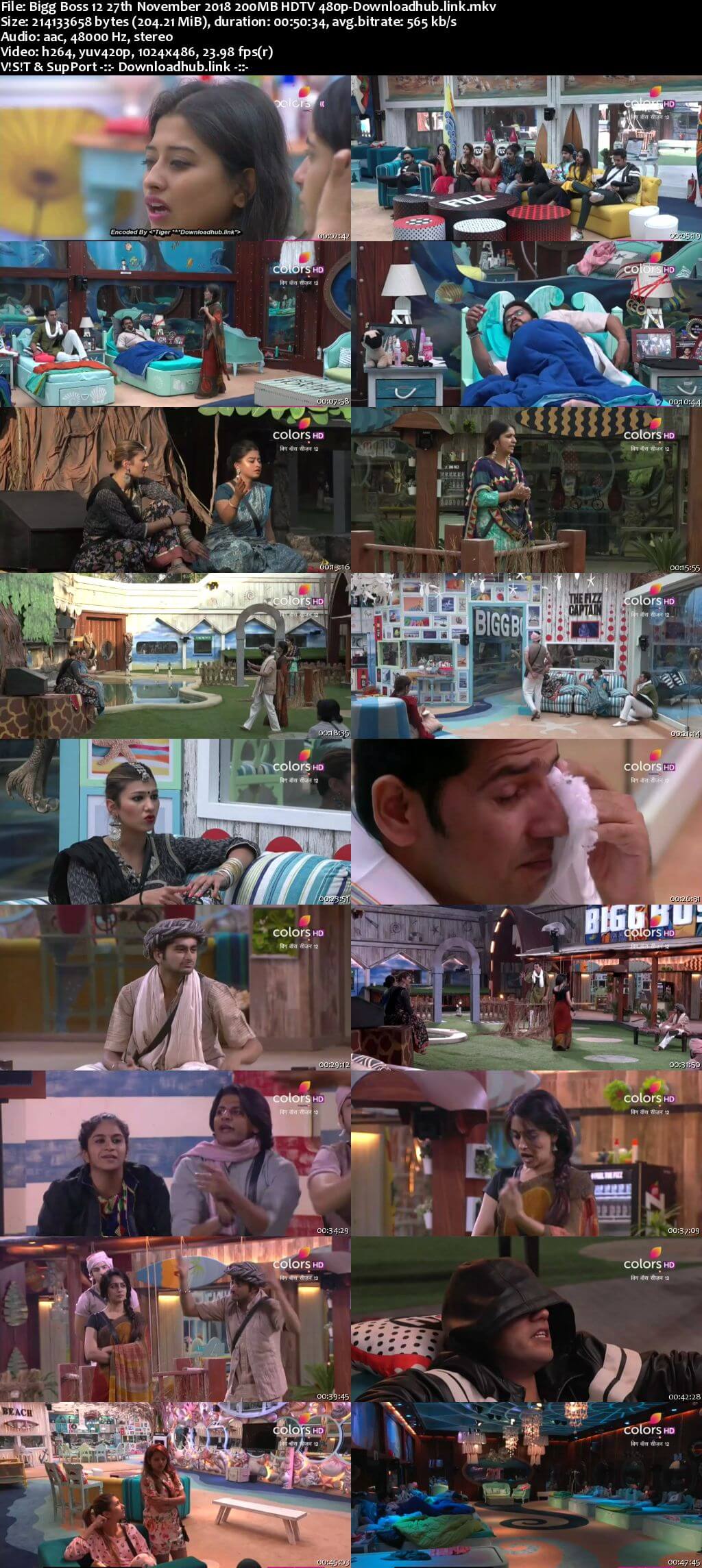 Bigg Boss 12 27 November 2018 Episode 72 HDTV 480p