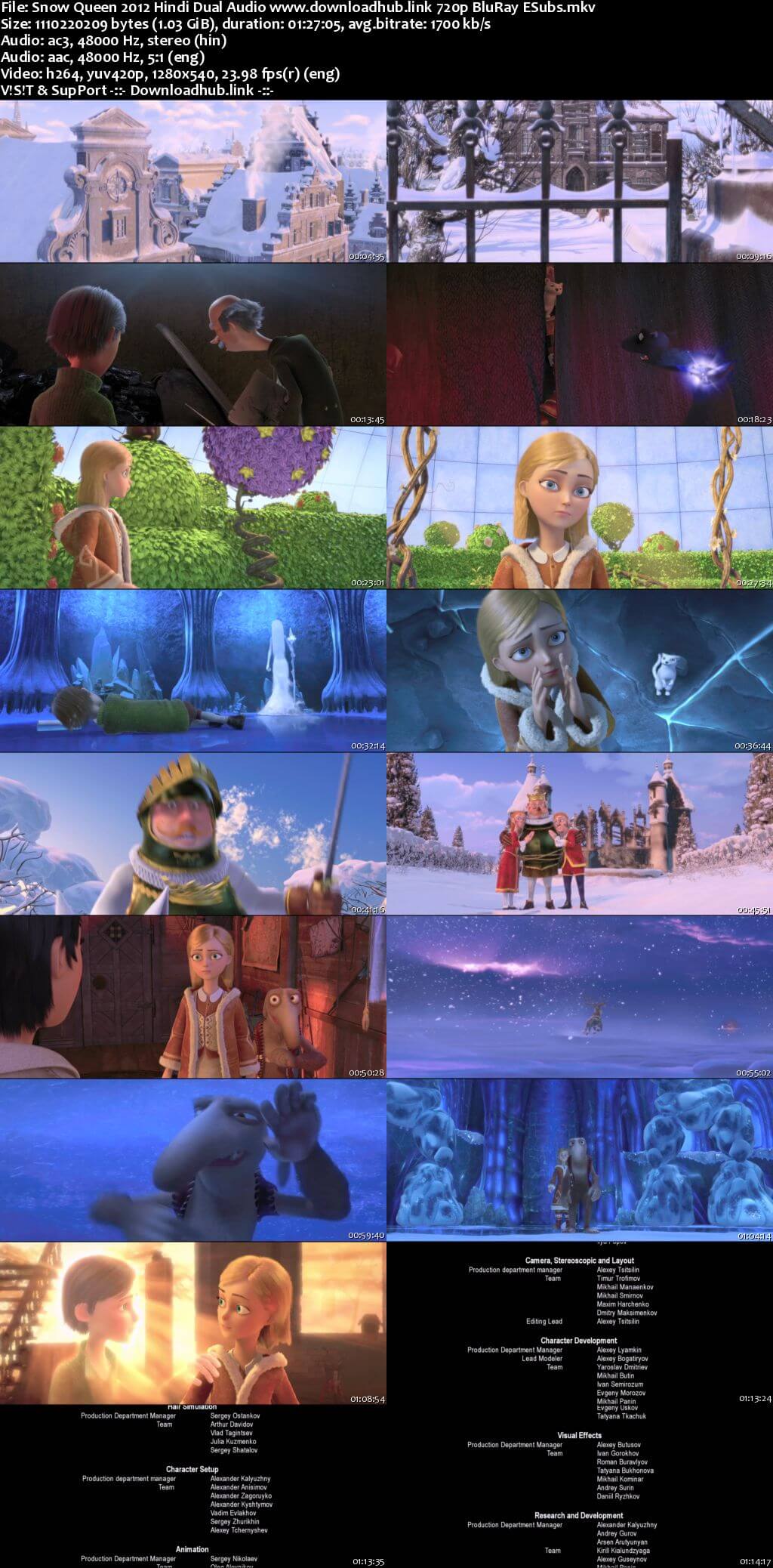Snow Queen 2012 Hindi Dual Audio 720p BluRay ESubs