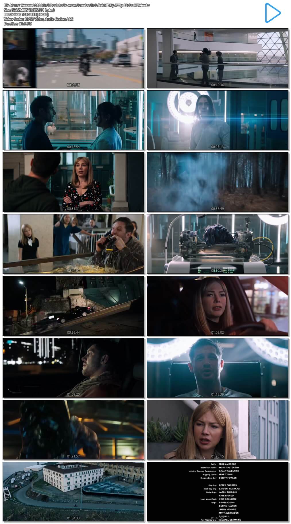 Venom 2018 Hindi Dual Audio 500MB HDRip 720p ESubs HEVC