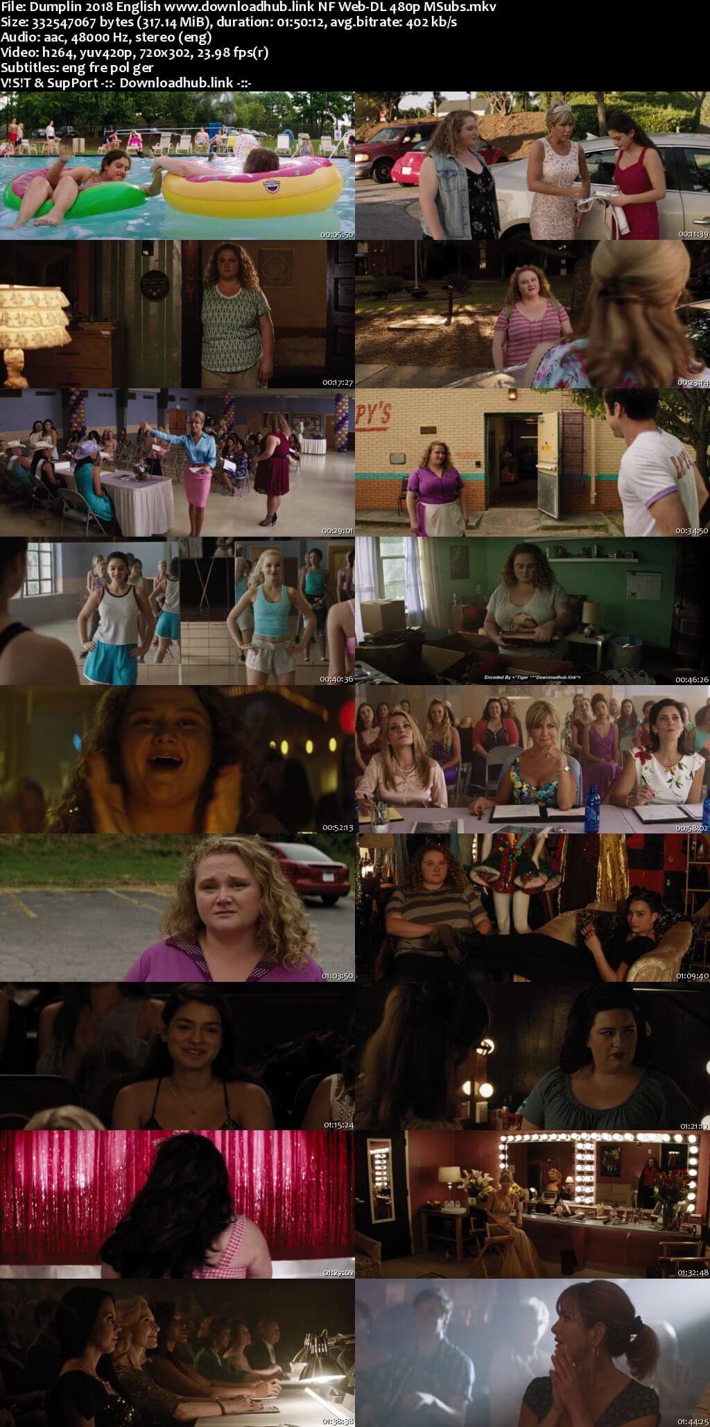 Dumplin 2018 English 300MB NF Web-DL 480p MSubs