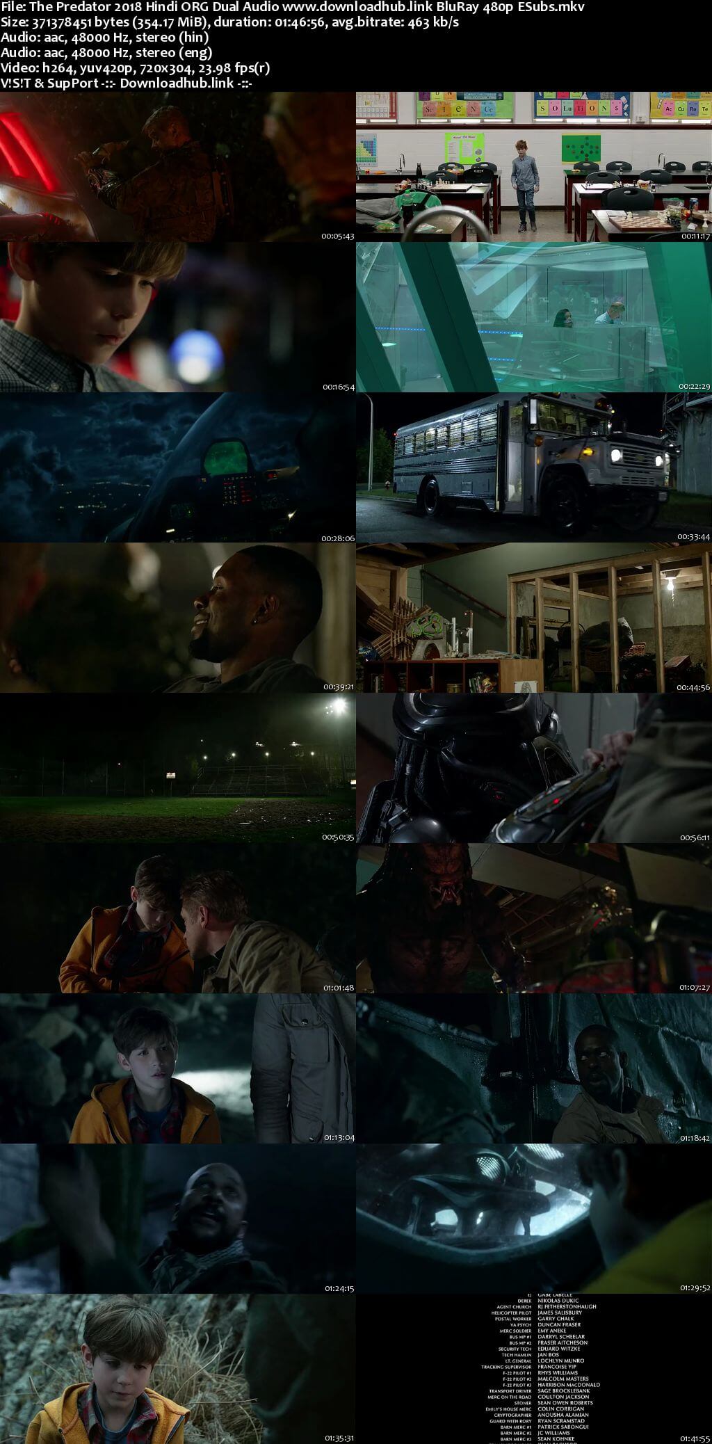 The Predator 2018 Hindi ORG Dual Audio 350MB BluRay 480p ESubs