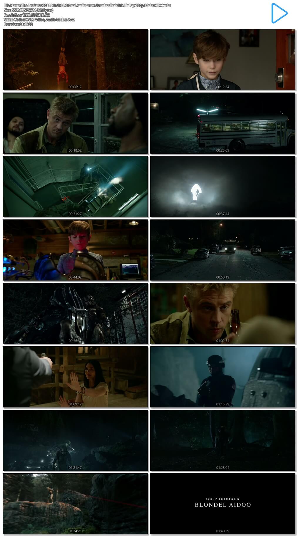 The Predator 2018 Hindi ORG Dual Audio 550MB BluRay 720p ESubs HEVC
