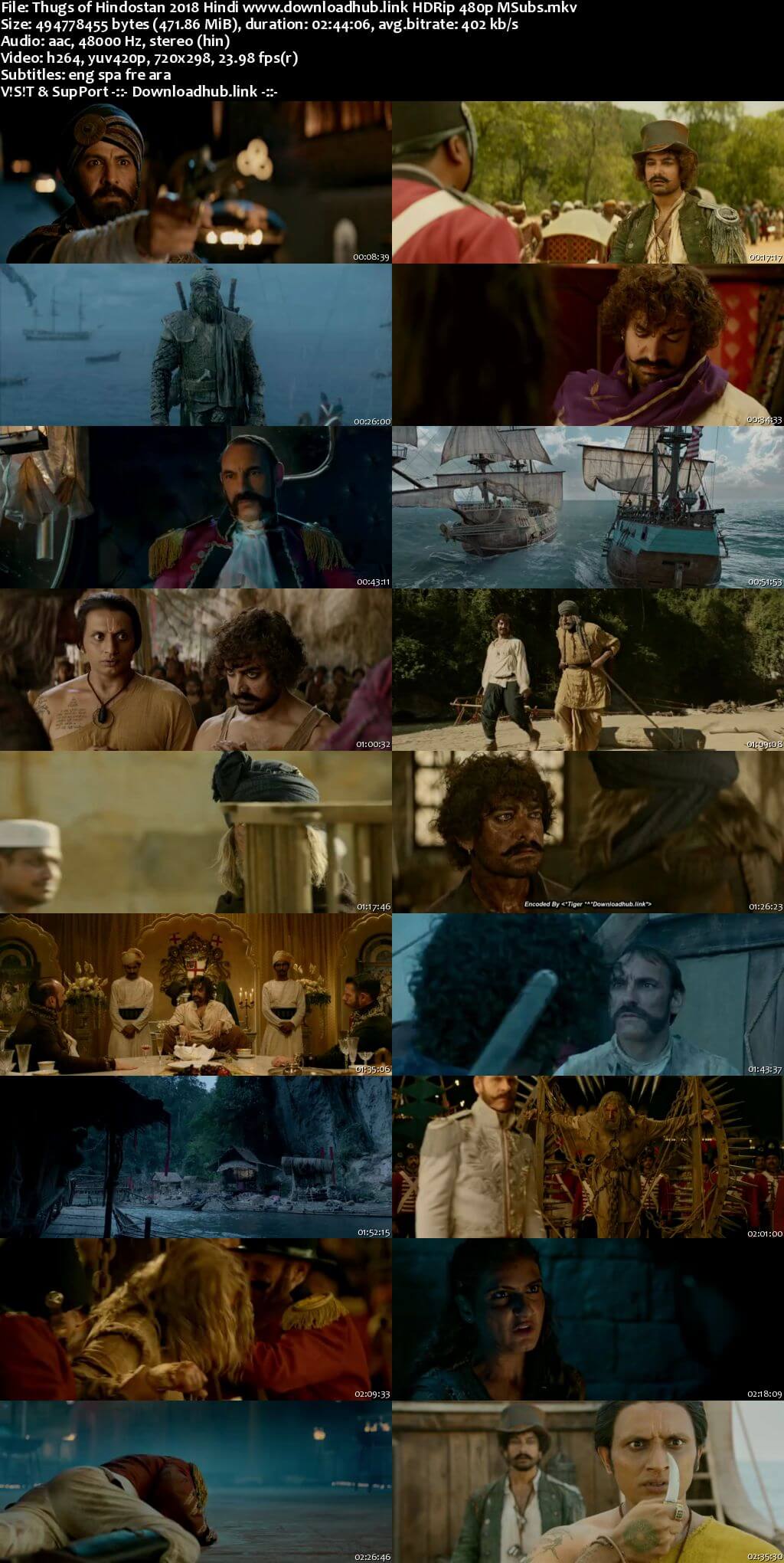 Thugs of Hindostan 2018 Hindi 450MB HDRip 480p MSubs