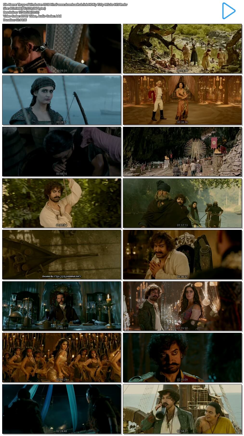 Thugs of Hindostan 2018 Hindi 800MB HDRip 720p MSubs HEVC