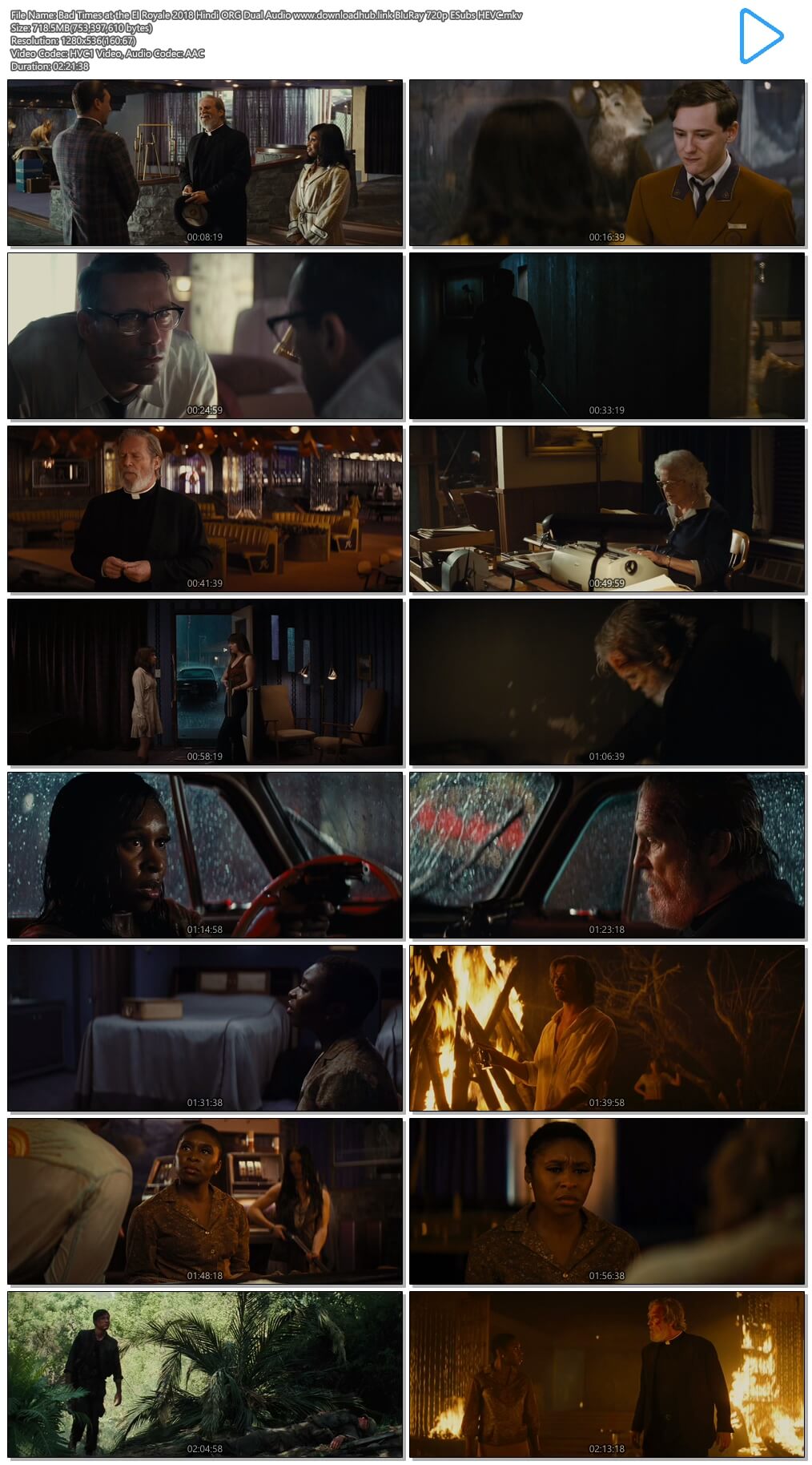 Bad Times at the El Royale 2018 Hindi ORG Dual Audio 700MB BluRay 720p ESubs HEVC