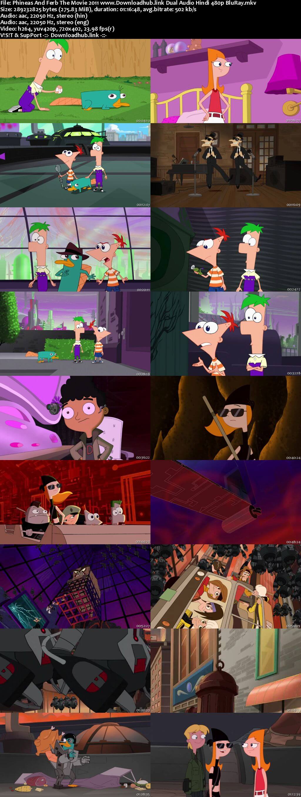 Phineas and Ferb the Movie 2011 Hindi Dual Audio 280MB BluRay 480p ESubs