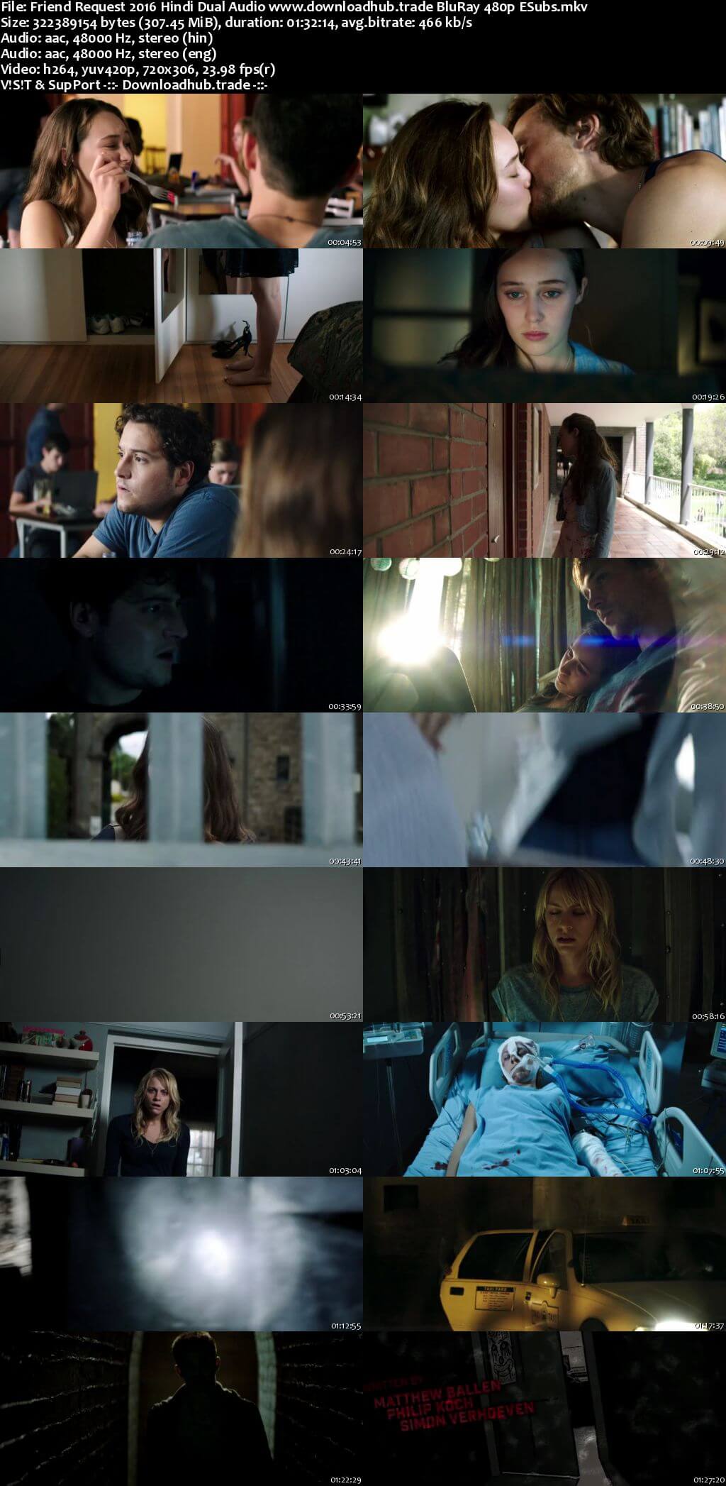 Friend Request 2016 Hindi Dual Audio 300MB BluRay 480p ESubs
