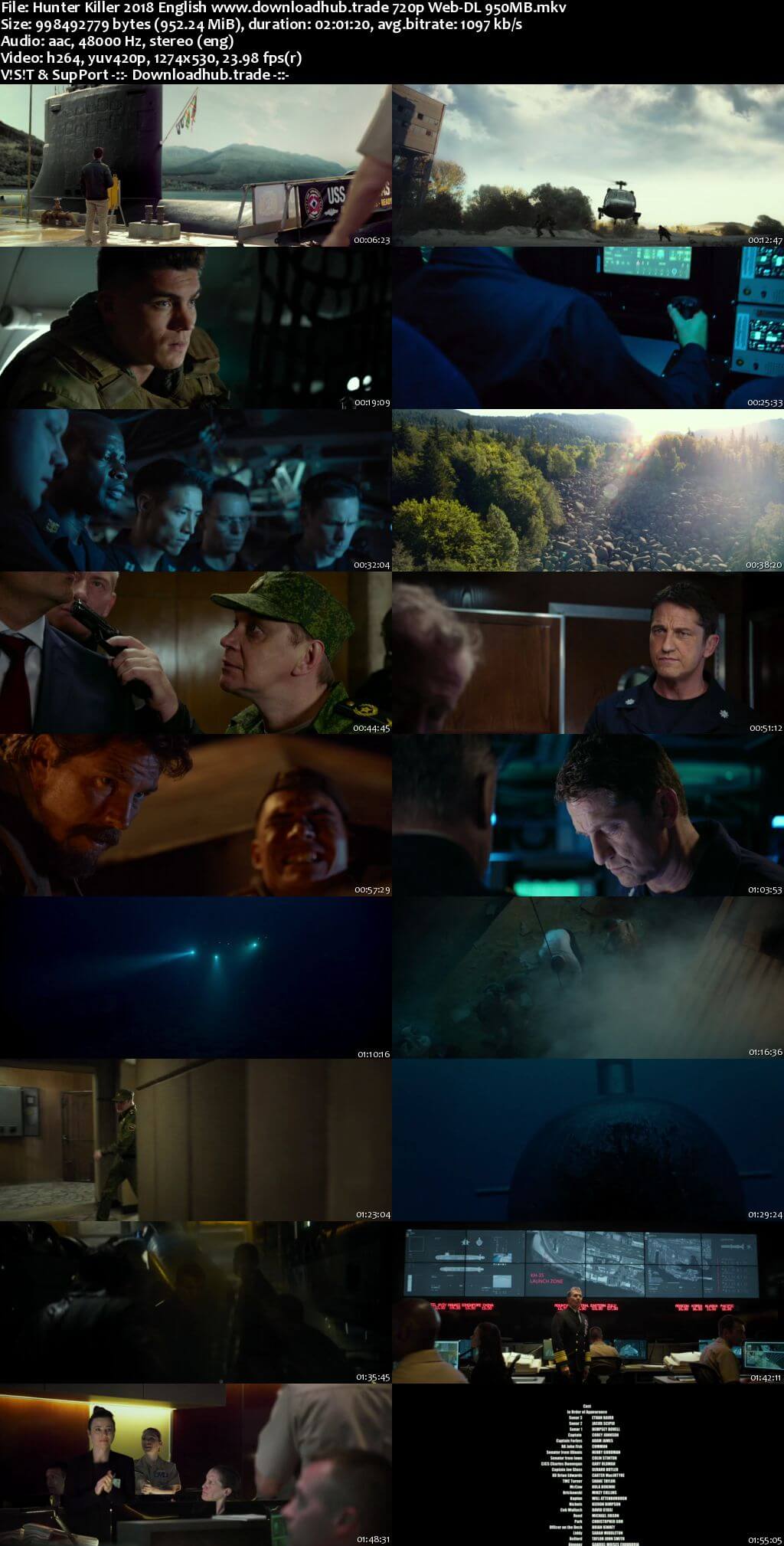 Hunter Killer 2018 English 720p Web-DL 950MB