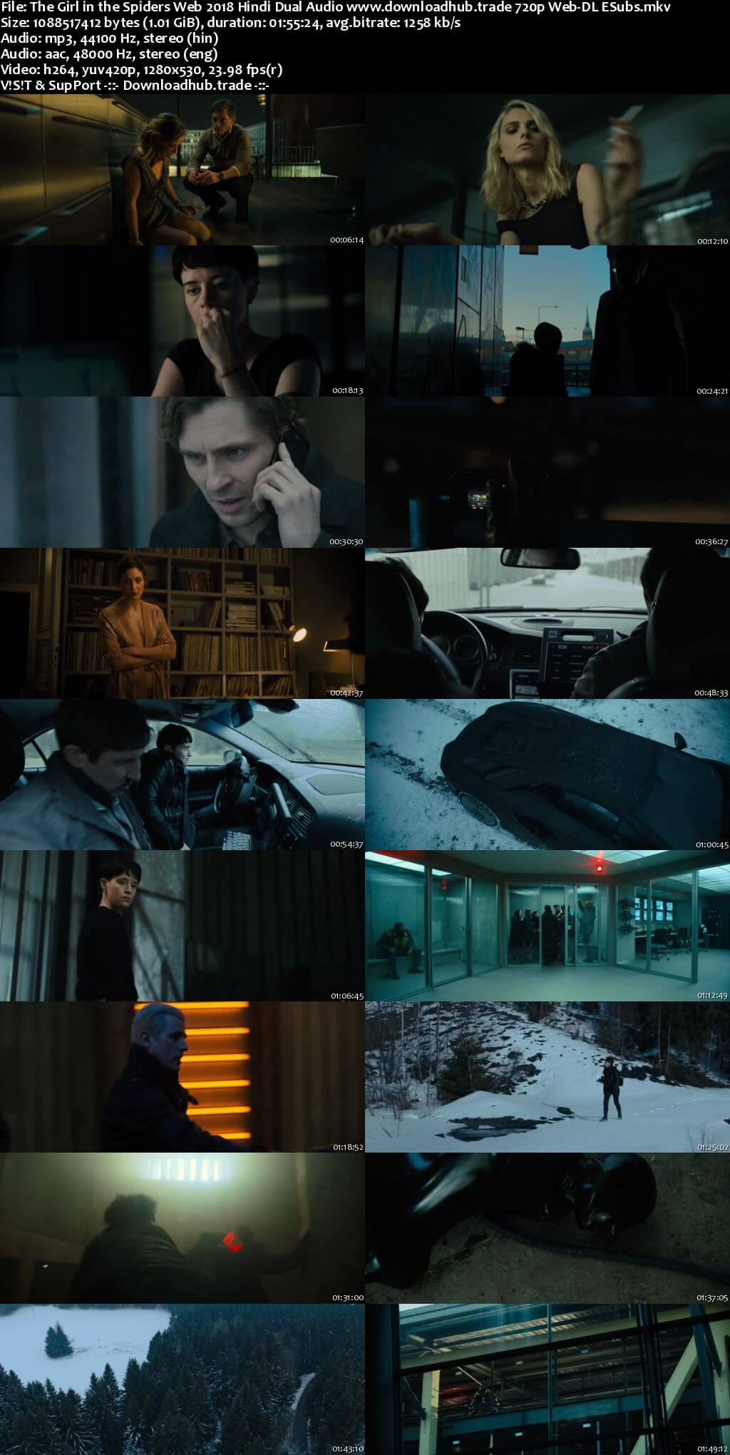 The Girl in the Spiders Web 2018 Hindi Dual Audio 720p Web-DL ESubs