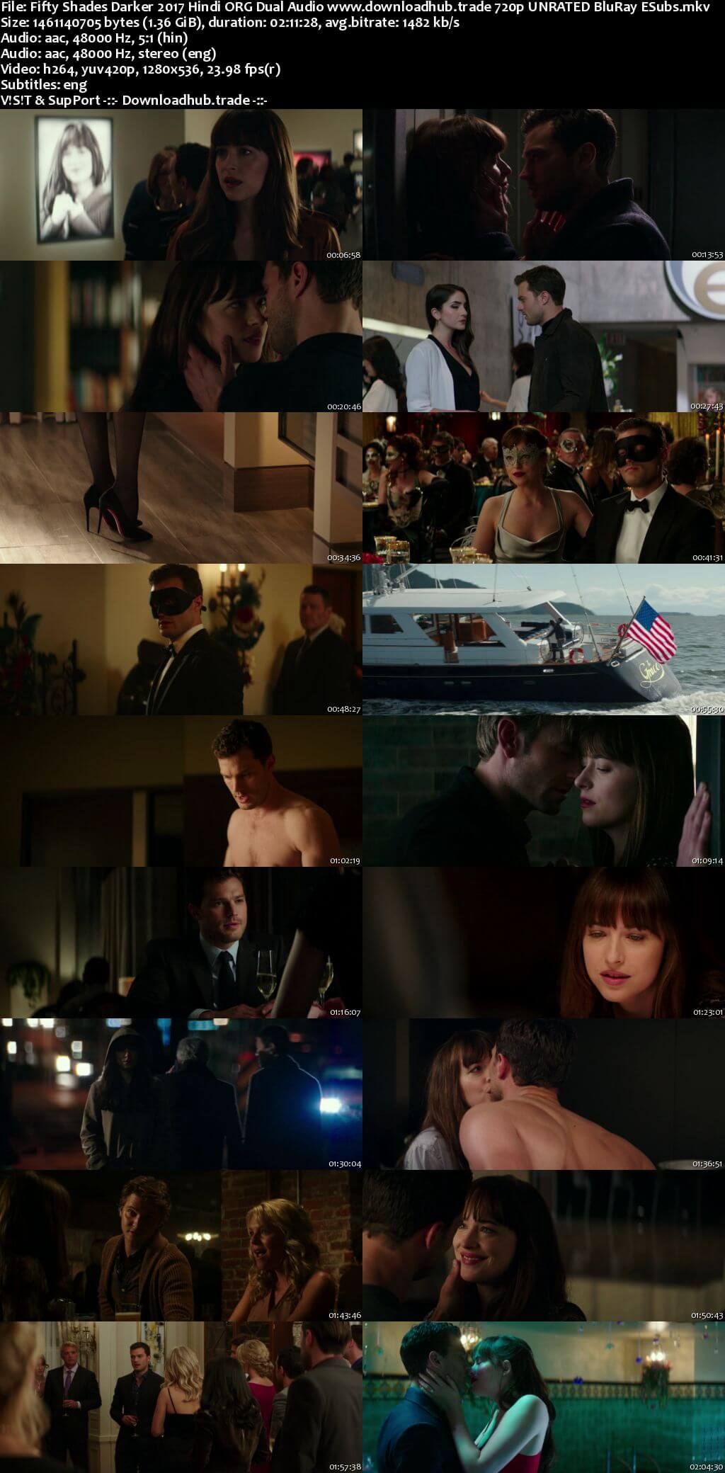 Fifty Shades Darker 2017 Hindi ORG Dual Audio 720p UNRATED BluRay ESubs