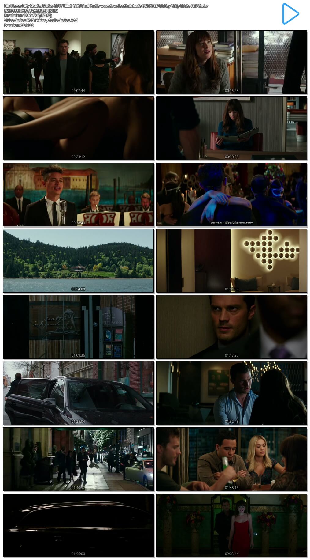 Fifty Shades Darker 2017 Hindi ORG Dual Audio 650MB UNRATED BluRay 720p ESubs HEVC
