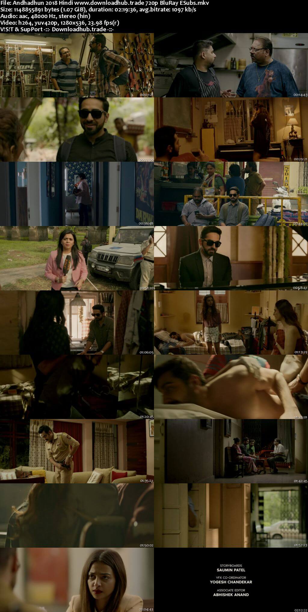 Andhadhun 2018 Hindi 720p BluRay ESubs