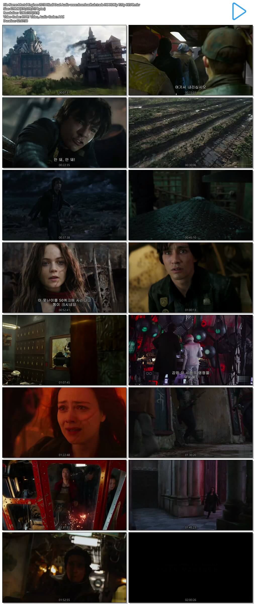 Mortal Engines 2018 Hindi Dual Audio 600MB HC HDRip 720p HEVC