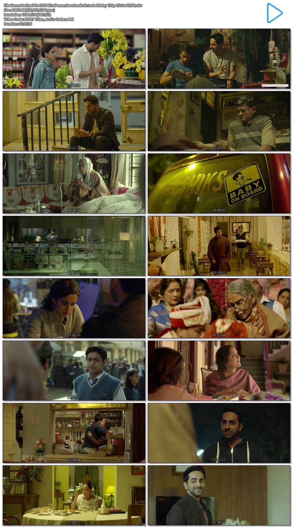 Badhaai Ho 2018 Hindi 600MB BluRay 720p ESubs HEVC Badhaai Ho 2018 Hindi 600MB BluRay 720p ESubs HEVC