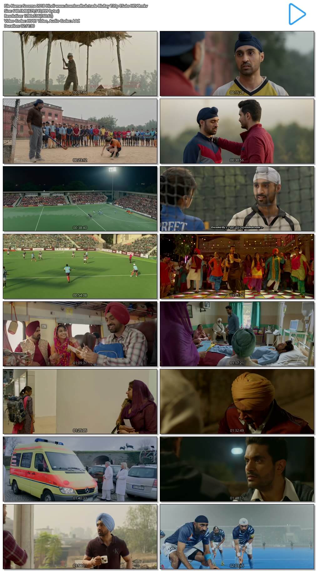 Soorma 2018 Hindi 650MB BluRay 720p ESubs HEVC